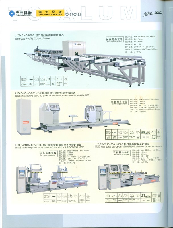 二重ヘッドの切断はアルミニウム プロフィール LJB2D-5CNC-550X6000 については CNC の 5 軸線を見ました